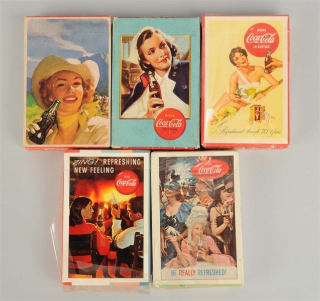 LOT OF 5: 1940S-60S COCA-COLA PLAYING CARD DECKS  