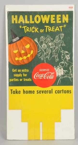 1950S CARDBOARD COCA- COLA HALLOWEEN SIGN.        