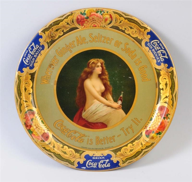 1908 COCA-COLA TOPLESS SERVING TRAY               