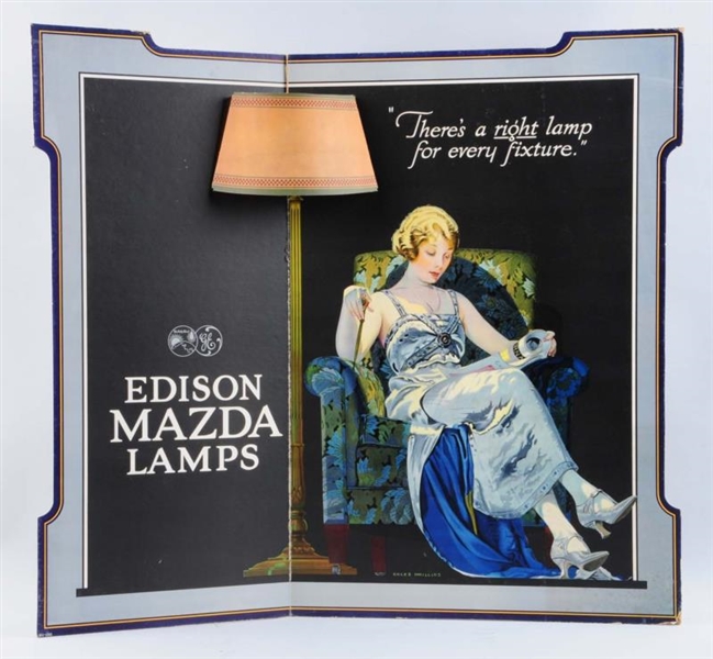 1920 MAZDA LAMPS CARDBOARD CUTOUT DISPLAY.        