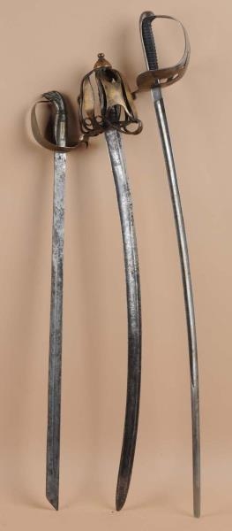 LOT OF 3: FOREIGN MADE 19TH CENTURY SWORDS.       