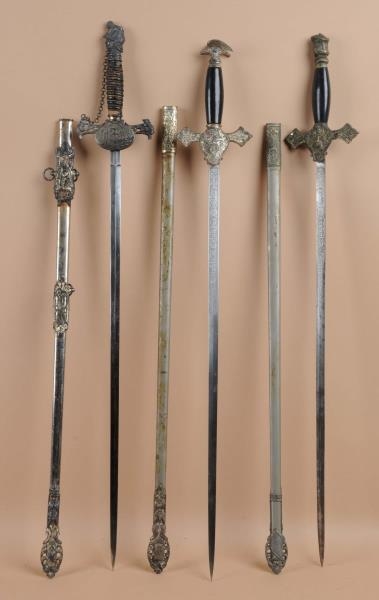 LOT OF 3: ORNATE 19TH CENTURY LODGE SWORDS.       