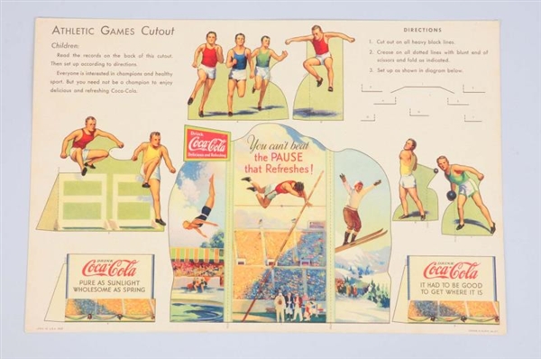 1932 COCA - COLA ATHLETIC GAMES CUTOUT SHEET.     