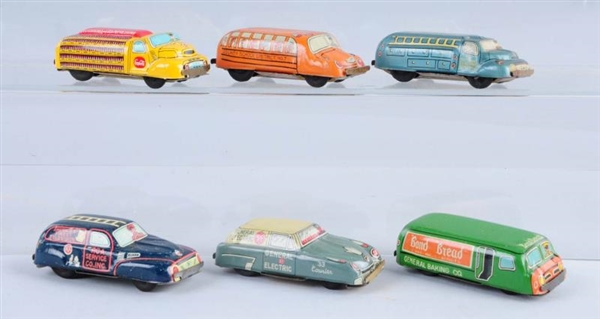 LOT OF 6: SMALL FRICTION ADVERTISING TRUCKS.      