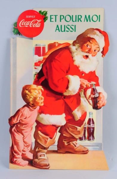 1950S FRENCH COCA - COLA SANTA STAND UP SIGN.     