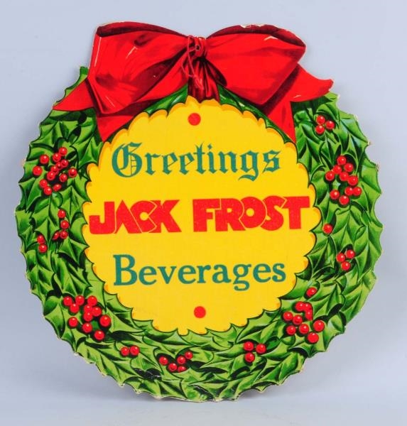 1950S JACK FROST BEVERAGES CHRISTMAS SIGN.        