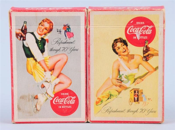 LOT OF 2: 1950S COCA - COLA PLAYING CARD DECKS.   