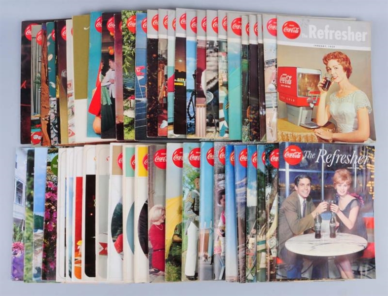LOT OF 40+ 1950 - 60S COCA - COLA REFRESHER MAG.  