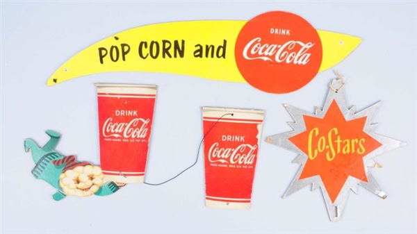 1950S POPCORN AND COCA - COLA HANGING SIGN.       