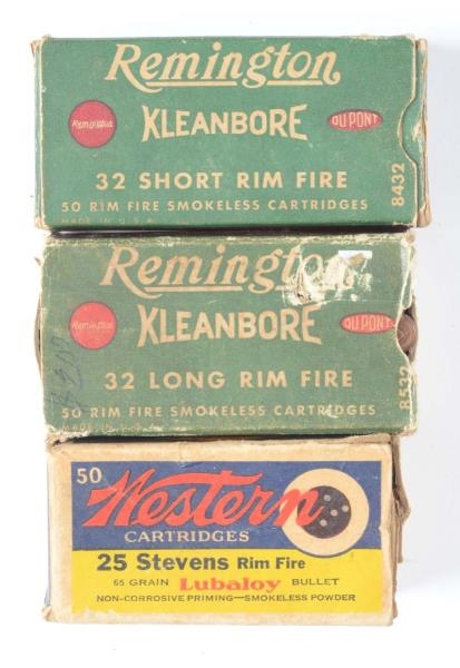 LOT OF 3: RIM FIRE BOXES.                         