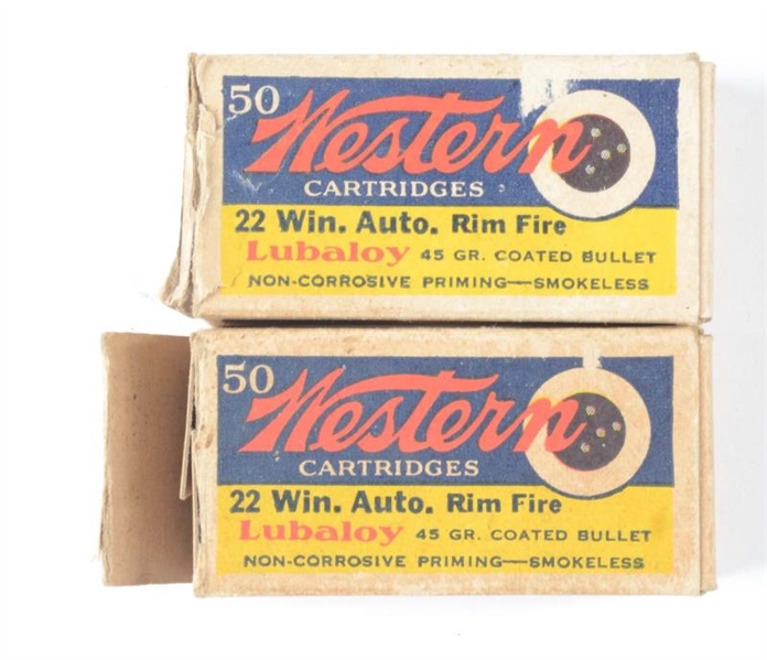 LOT OF 2: WESTERN .22 AUTO RIM FIRE FULL BOXES.   