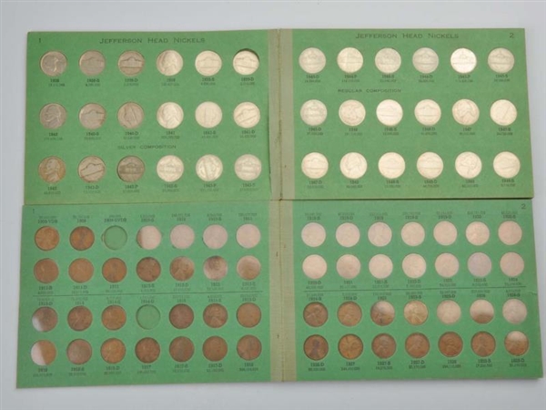 PAIR OF LINCOLN CENTS & JEFFERSON NICKELS ALBUMS. 
