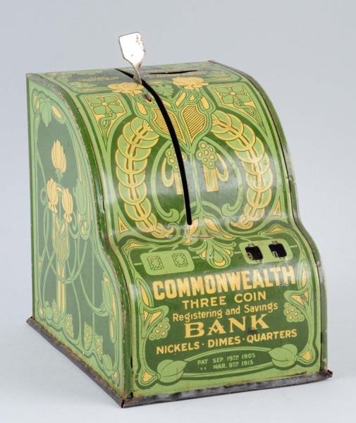 COMMONWEALTH THREE COIN TIN PLATE BANK.           