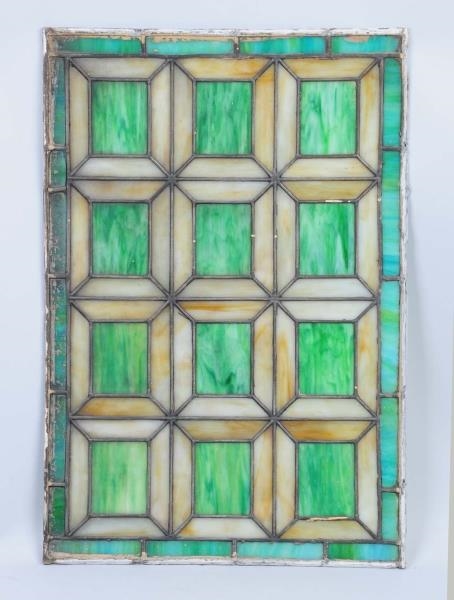 LEADED AND STAINED GLASS WINDOW.                  