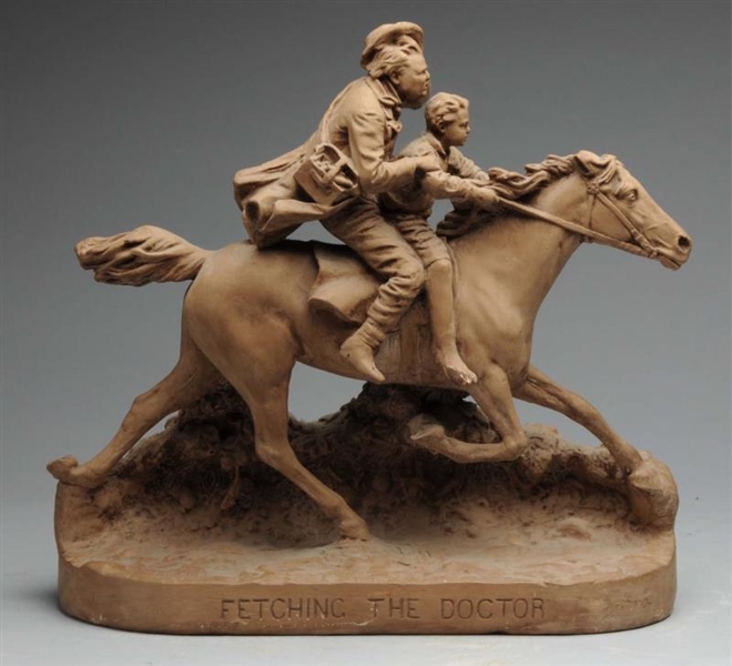 J. ROGERS "FETCHING THE DOCTOR" PLASTER SCULPTURE 