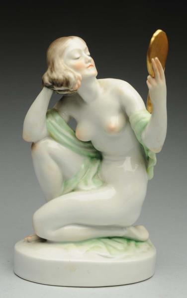 PORCELAIN LADY WITH MIRROR.                       