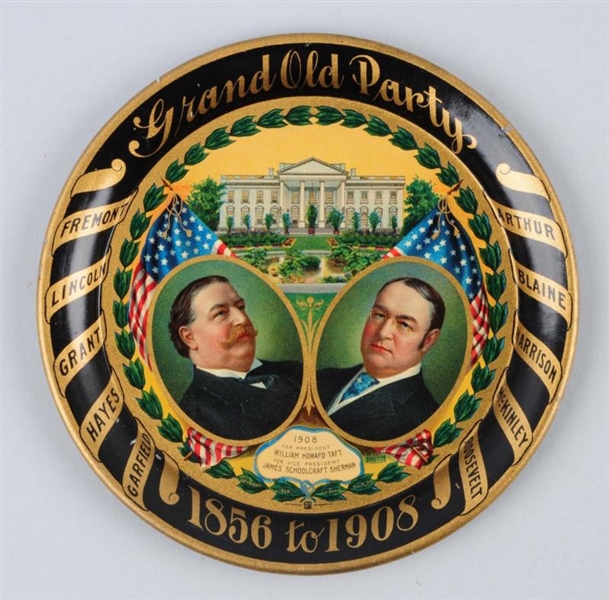 1908 TAFT - SHERMAN GRAND OLD PARTY TIP TRAY.     