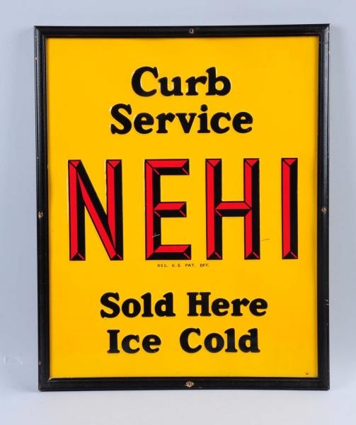 NEHI SODA CURB SERVICE TIN SIGN.                  