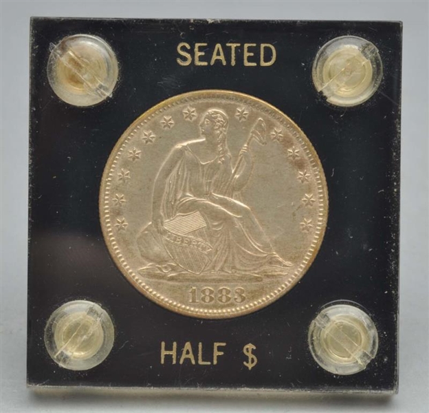 1883 SEATED HALF MS63+.                           