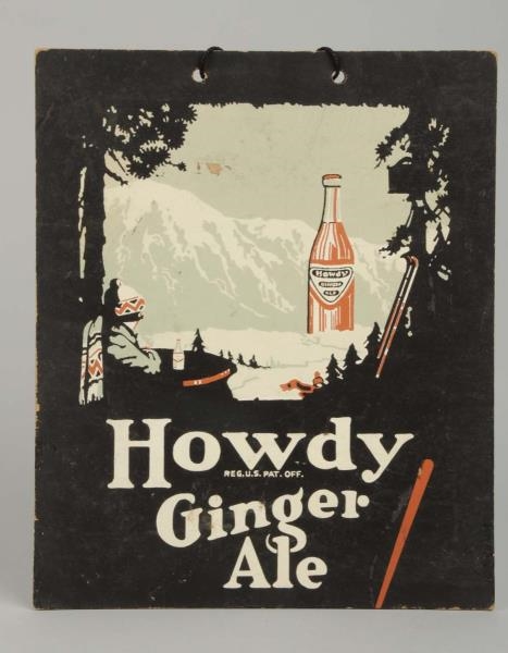 HOWDY GINGER ALE HANGING CADBOARD SIGN.           