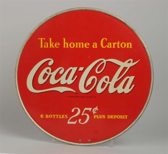 COCA - COLA ROUND TWO SIDED TIN SIGN.             