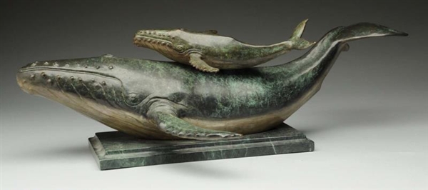 BRONZE MOTHER AND BABY WHALE                      