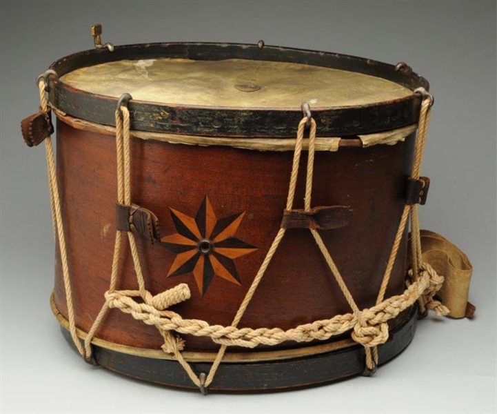 EARLY DRUM WITH INLAY WORK.                       