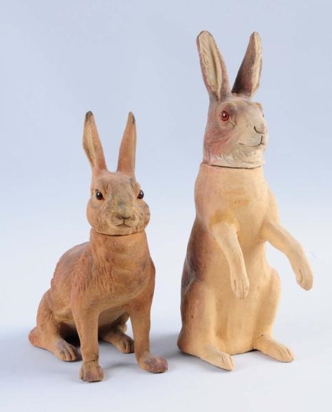 LOT OF 2: RABBIT CANDY CONTAINERS.                