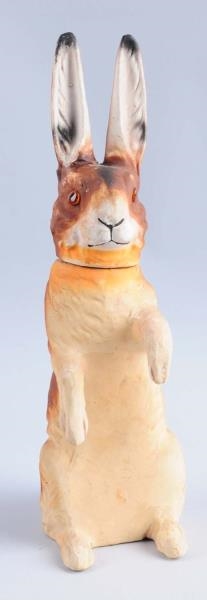 LARGE RABBIT PAPER MACHE CANDY CONTAINER.         
