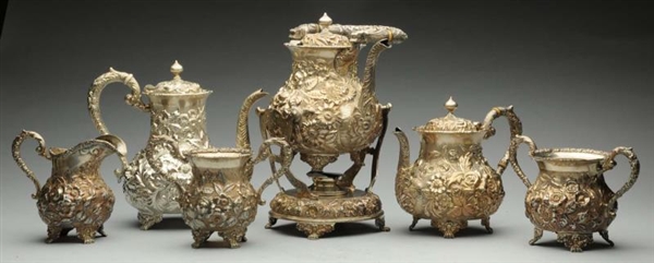 AMERICAN STERLING REPOUSSE TEA & COFFEE SET.      