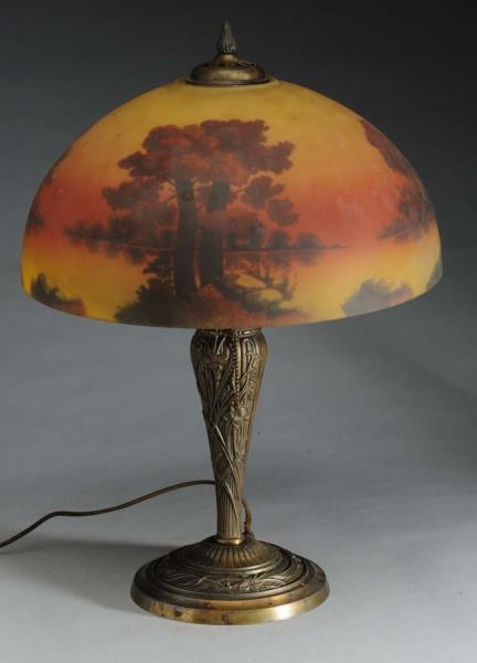 REVERSE PAINTED GLASS LAMP.                       