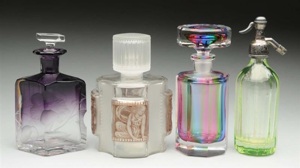 LOT OF 4: ART GLASS PERFUME BOTTLES               