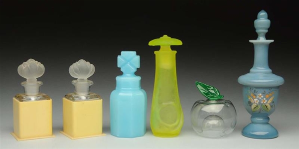 LOT OF 6: ART GLASS PERFUME BOTTLES               