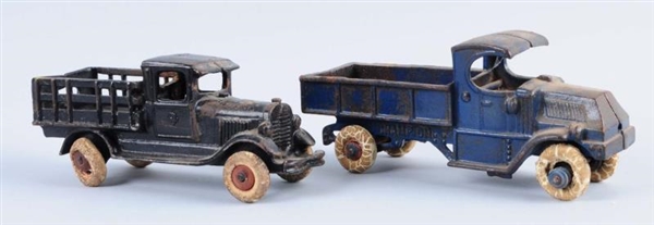 LOT OF 2: CAST IRON AMERICAN MADE TOY TRUCKS.     