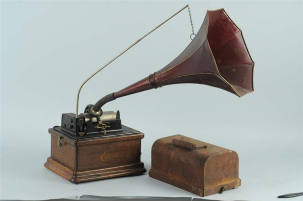 EDISON FIRE SIDE PHONOGRAPH WITH RED HORN         