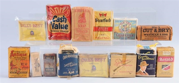 LOT OF: TOBACCO BOXES AND POUCHES.                