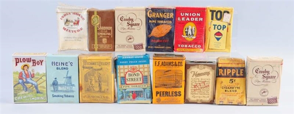 LOT OF : ASSORTED TOBACCO BOXES AND POUCHES.      