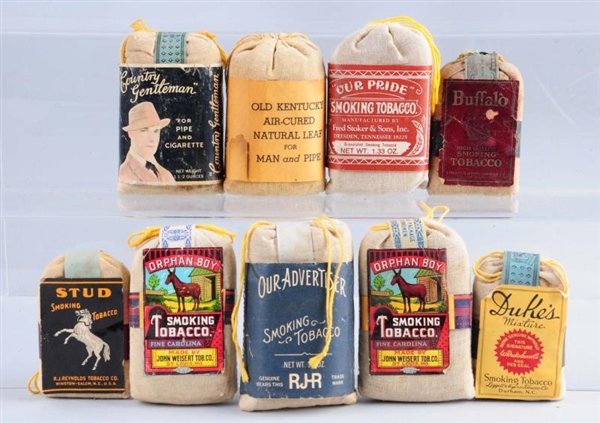 LOT OF  9: ASSORTED TOBACCO POUCHES.              