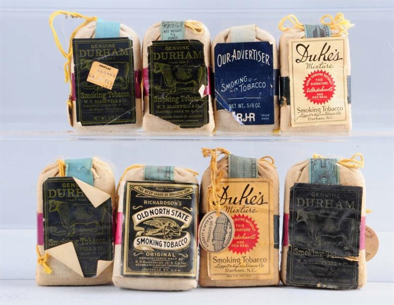 LOT OF 8: ASSORTED TOBACCO POUCHES.               