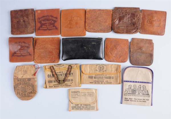 LOT OF 14: LETTER TOBACCO POUCHES.                