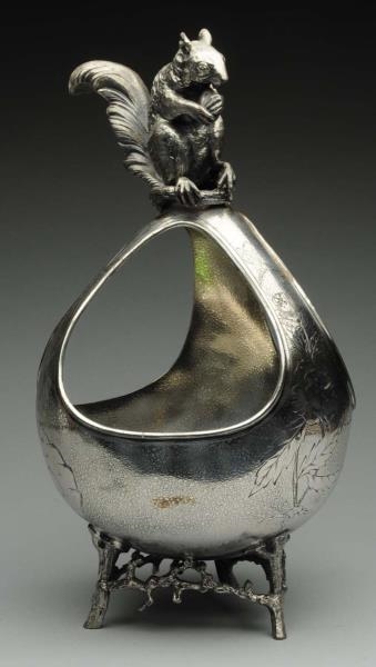 SILVER PLATE FIGURAL NUT DISH.                    