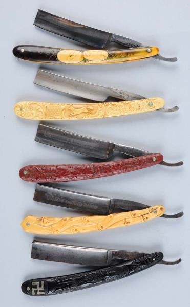 LOT OF 5: CELLULOID NATURE RAZORS.                
