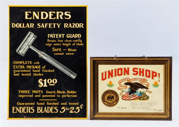 LOT OF 2: SHAVING RELATED SIGNS.                  