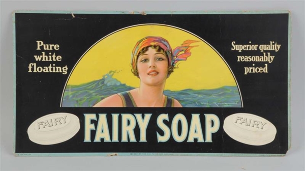 1920 FAIRY SOAP CARDBOARD TROLLEY SIGN.           