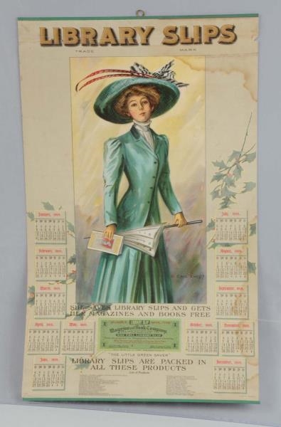 1909 LIBRARY SLIPS PAPER CALENDAR.                