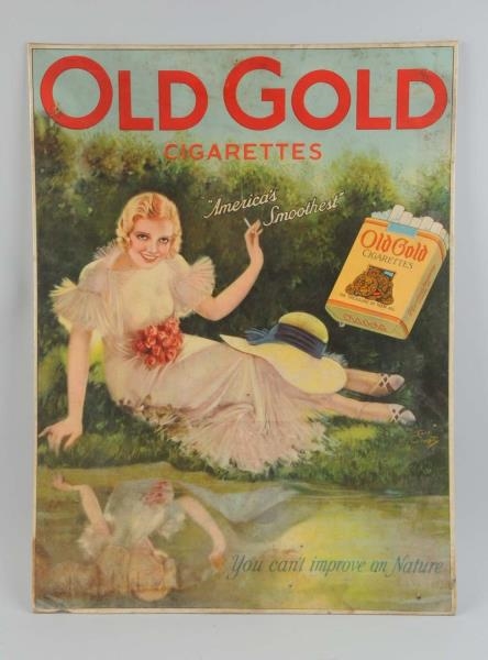 1930S OLD GOLD CIGARETTE CARDBOARD POSTER.       