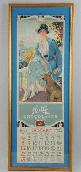 1922 HALLS CHOCOLATES CALENDAR.                  
