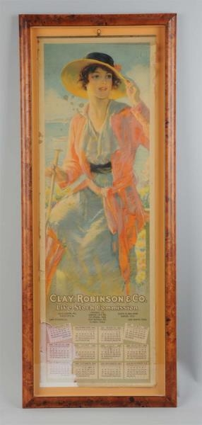 1918 CLAY ROBINSON TALL VERTICAL PAPER CALENDAR.  