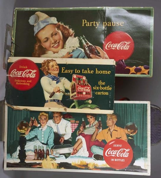 LOT OF 3: COCA COLA CARDBOARD LITHO AD SIGNS      