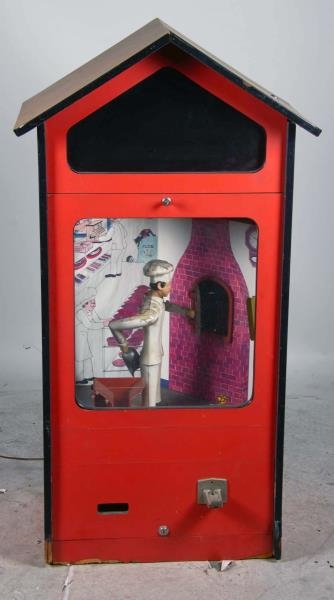 25 CENT LARGE MECHANICAL BAKER VENDING MACHINE    